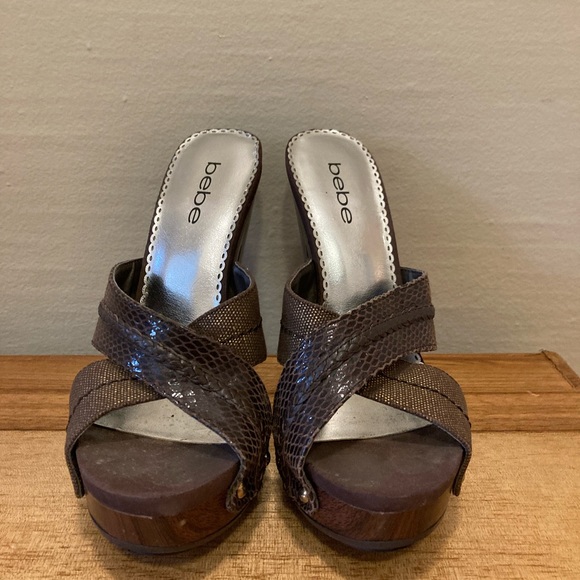 Wood leather 70's heels - Picture 3 of 4